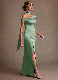 Azazie Kamala Suknie dla Matki Panny Młodej Osłona Jedno ramię Satyna elastyczna Długość podłogi Sukienka image3