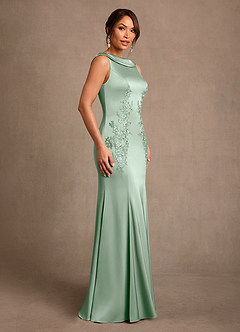 Azazie Franny Mère de la mariée Robes Robe Fourreau en Satin extensible Dentelle Agave image3