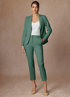 front Whitney Eucalyptus Structured Stretch Cropped Pants Suit