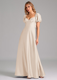Azazie Fatima Bridesmaid Dresses White Alabaster A-Line Pleated Stretch Satin Dress image4