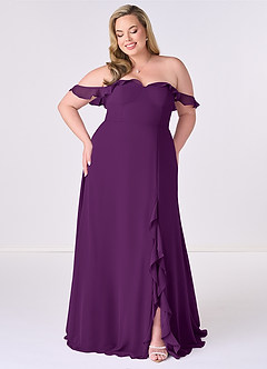 Barbie ♥ Azazie Bridesmaid Dresses Grape A-Line Off the Shoulder Chiffon Convertible Dress image6