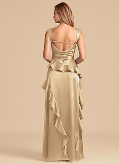 Azazie Sloane Robes de demoiselle d'honneur Robe Trapèze en Satiné métallisé Encolure en Forme de Cœur Champagne image6