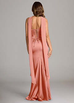 Azazie Sorrel Bridesmaid Dresses Coral Mermaid Strapless Stretch Satin Convertible Dress image2