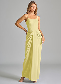 Azazie Anaïs Jurken voor bruidsmeisjes Jurk van Chiffon met Kolom Strapless Citroensorbet image6