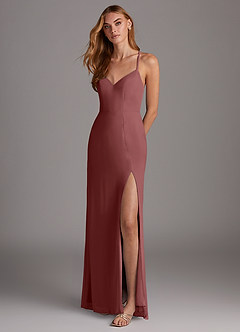 Azazie Manila Bridesmaid Dresses Amethyst Sheath V-Neck Chiffon Dress image3