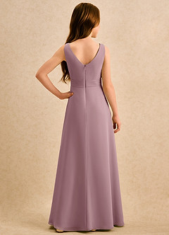 Azazie Chibi Girls Formal Blumenmädchenkleider A-Linie Plissee Chiffon Kleid Altrosa image2