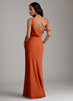 Azazie Madelyn Robes de demoiselle d'honneur Robe Sirène Convertible en Mousseline de soie Asymétrique Orange Brûlée image2