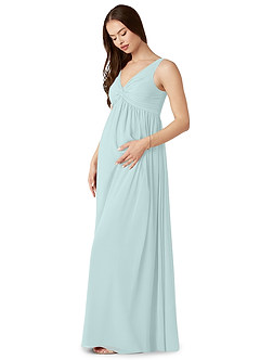 Azazie Yetta Brautjungfernkleider für Schwangere A-Linie V-Hals Versammelt Chiffon Bodenlänge Kleid image4