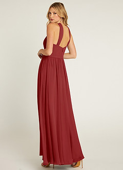 Azazie Jacey Final Sale Rust A-Line Pleated Chiffon Dress image4