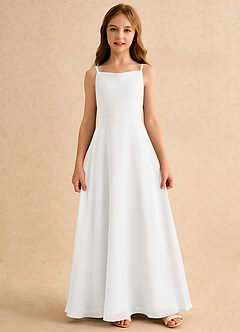 Azazie Jaella Girls Formal Flower Girl Dresses Ivory A-Line Pleated Chiffon Dress image3