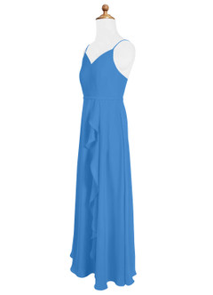 Azazie Naeem Junior Blue Jay A-Line Ruched Chiffon Dress image6