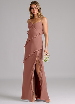 Azazie Nancie Bridesmaid Dresses Cedar Rose Mermaid Ruched Chiffon Dress image3