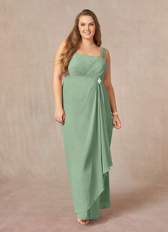 Azazie Weisz Mother of the Bride Dresses Matcha A-Line Square Neckline Pleated Chiffon Dress image10