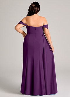 Azazie Amyra Bridesmaid Dresses Grape Sheath Off the Shoulder Chiffon Convertible Dress image15