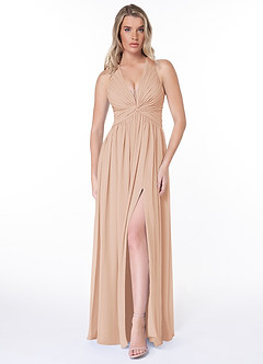Azazie Jaclyn Bridesmaid Dresses English Rose A-Line Pleated Chiffon Dress image2