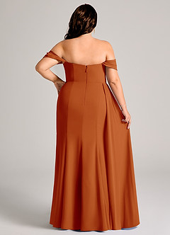 Azazie Amyra Bridesmaid Dresses Paprika Sheath Off the Shoulder Chiffon Convertible Dress image15