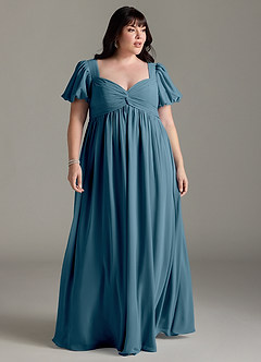 Azazie Madisynn Maternity Bridesmaid Dresses Bow Chiffon Floor-Length Dress image5