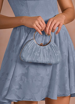 front Matching Color Floral Burnout Pleated Handbag