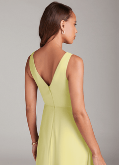 Azazie Nelly Bridesmaid Dresses Lemon Sorbet A-Line Pleated Chiffon Dress image7