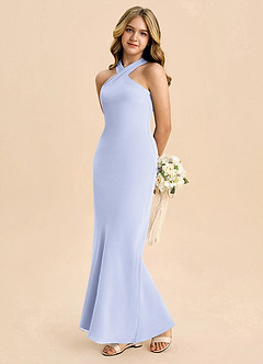 Azazie Doretta Junior Osłona Pofałdowany Szyfon Długość podłogi Młodsza druhna Sukienka image1