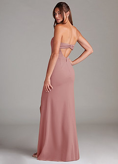 Azazie Leonis Bridesmaid Dresses Dusty Rose Sheath Strapless Stretch Crepe Convertible Dress image3