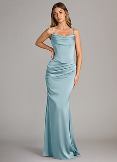 Azazie Sorrel Bridesmaid Dresses Moody Blue Mermaid Strapless Stretch Satin Convertible Dress image6