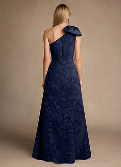 Azazie Easton Mother of the Bride Dresses Dark Navy Ball-Gown One Shoulder Floral Burnout Dress image2