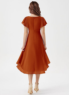 Azazie Graciela Junior Paprika A-Line Pleated Chiffon Dress image2