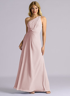 Azazie Isabelle Final Sale Blushing Pink A-Line One Shoulder Chiffon Convertible Dress image5