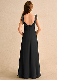 Azazie Chip Girls Formal Flower Girl Dresses Black A-Line Sleeveless Chiffon Dress image2
