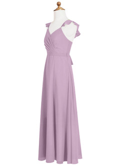 Azazie Emily Junior A-Linie Gestreift Chiffon Kleid Blauregen image7