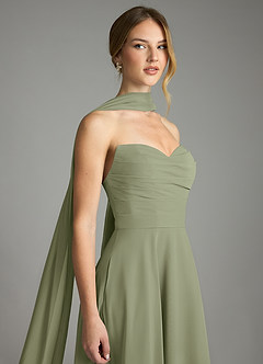 Azazie Ayla Abiti da Damigella Abito A-Line in Chiffon Scollo a Cuore Pistacchio image8