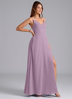 Azazie Sarella Bridesmaid Dresses Wisteria A-Line with Pockets Chiffon Dress image3