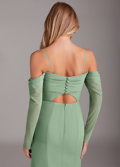 Azazie Hallie Bridesmaid Dresses Matcha Mermaid Long Sleeve Chiffon Dress image6