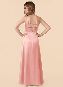 Azazie Renna Junior Powder Pink Mermaid Pleated Stretch Satin Dress image2