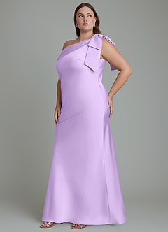 Azazie Yuanna Bridesmaid Dresses Lilac Mermaid One Shoulder Stretch Satin Dress image12