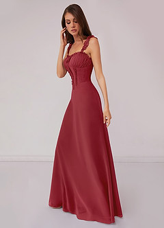 Barbie ♥ Azazie Bridesmaid Dresses Pomegranate A-Line Sweetheart Neckline Chiffon Dress image3
