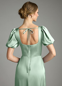 Azazie Fyona Brautjungfernkleider A-Linie Plissee Stretch-Satin Kleid Agave image2