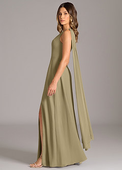 Azazie Tella Bridesmaid Dresses Moss Green A-Line One Shoulder Chiffon Dress image4