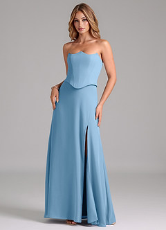 Azazie Jenilyn Bridesmaid Dresses Steel Blue A-Line Strapless Chiffon Dress image3