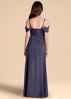 Azazie Kaitlynn Junior Stormy A-Line Off the Shoulder Stretch Satin Dress image2