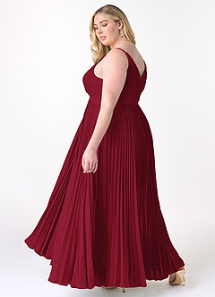 Azazie Raychelle Bridesmaid Dresses Burgundy A-Line V-Neck Chiffon Dress image10