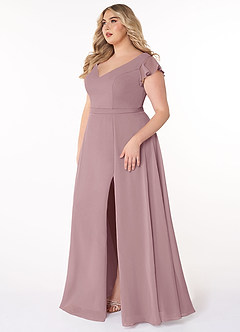 Azazie Claudine Bridesmaid Dresses A-Line Flutter Sleeve Chiffon Floor-Length Dress image10