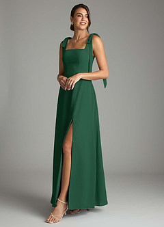 Azazie Debra Bridesmaid Dresses Dark Green A-Line with Pockets Chiffon Convertible Dress image8