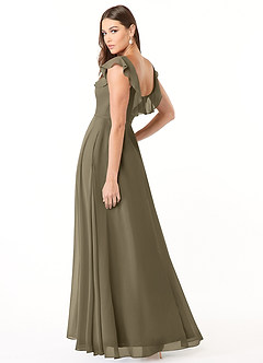 Azazie Jinny Bridesmaid Dresses Willow Green A-Line Square Neckline Ruched Chiffon Dress image8
