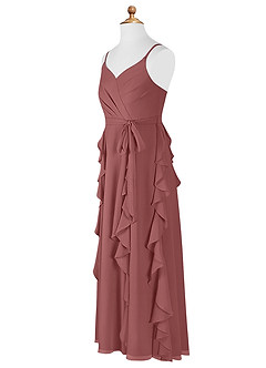 Azazie Peyton Junior Amethyst A-Line V-Neck Cascading Ruffles Chiffon Dress image8