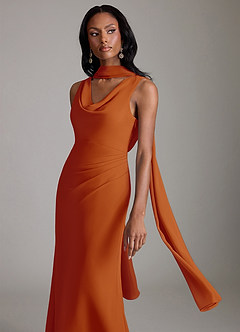 Azazie Linelle Bridesmaid Dresses Paprika Mermaid Pleated Chiffon Dress image7
