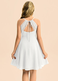 Azazie Avelina Junior Robe Trapèze en Mousseline de soie Plissée Blanc image2