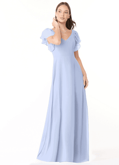 Azazie Syenna Abiti da Damigella Abito A-Line in Chiffon Increspato Ghiaccio image1