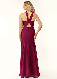 Azazie Rue Bridesmaid Dresses Burgundy A-Line Halter Chiffon Dress image2
